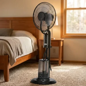 5-speed Adjustable Water Mist Pedestal Fan with Spray Function and Remote Control