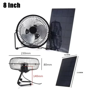 5.5W 8 Inch Solar Fan with USB Charging Portable Cooling Fan for Pet House Chicken Coop Kennel Outdoor Use