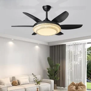 50 Inch Smart Remote Control Modern LED Chandelier 6 Speed 220V Bldc Dimmable ABS Lamp Body Ceiling Fan Light