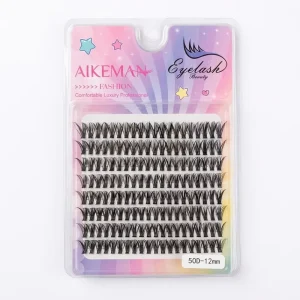 50D 12mm Individual Cluster Lashes 8 Rows Box Pre Made Volume Fans Foldable Box Packaging False Eyelashes