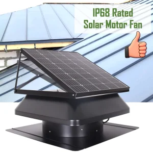 50W 14” Hybrid DC AC Outdoor 24V Solar Roof Axial Fan App Remote Control High Speed 5Year Warranty Industrial Heat Exhaust Vent