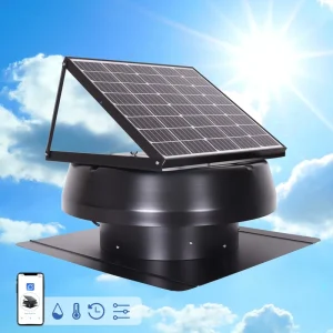 50W Hybrid Solar Attic Ventilation Cooler Fan Roof Ventilator Fan Heat Extractor Air Blower Exhaust DC Fan Roof with Solar Panel