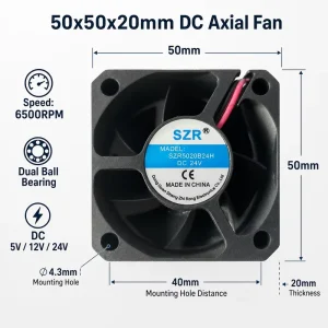 50x50x20mm 5 12 24V 4000 6500RPM Small DC Brushless Cooling Fan SZR5020 Computer Cpu Axial Fan Mini Powerful Air Cooling Fan