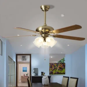 52″ Classic LED Ceiling Fan with 6 Speeds 5 Blades Pull Chain Remote Control