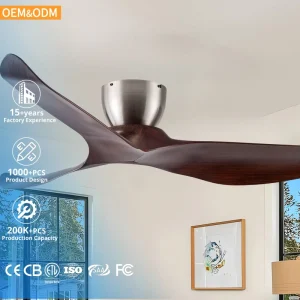52 Inch 3 Blade Wood Grain ABS Indoor Ceiling Fan OEM ODM Factory Manufacturer
