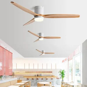 52 Inch 3 Solid Wood Blade BLDC Ceiling Light Fan LED Intelligent Ceiling Fan Modern Minimalist Style Remote Control Ceiling Fan