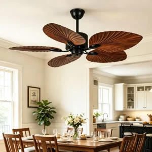 52 Inch 5 Blade Ceiling Fan with Dimmable LED Light 3 Color 6 Speed Reversible Fan Remote Control for Bedroom Indoor