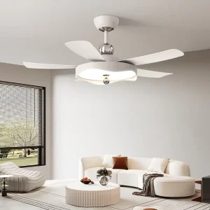 52 Inch Bedroom BT Modern Large DC Ceiling Fan with Lights Light Chandeliers and Remote Home Leaf