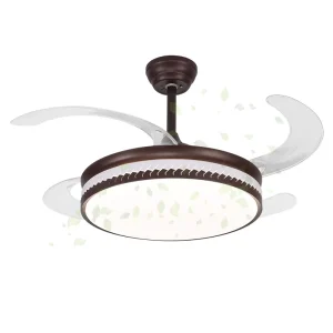 52 Inch Black Retractable Invisible LED elegant ceiling fans With Light and Remote