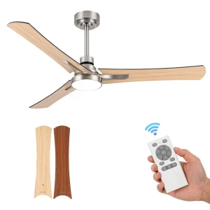 52 Inch Ceiling Fans with Dimmable Lights and Remote Control Quiet DC Motor Ceiling Fan for Bedroom Living Room Outdoor Indoor