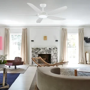52 Inch DC Motor Ceiling Fan 5 ABS Blades LED Light Remote Control Energy Saving Modern Indoor Fan