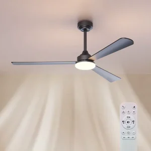 52 Inch Dimmable LED Ceiling Fan with Light and Remote Control 3 Blades Modern Design for Indoor Bedrooms and Living Rooms