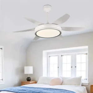 52 Inch Electric Decorative LED Ceiling Fan with Remote Control 6 Blades LED Light for Living Room & Hotel Use