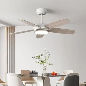 52 Inch LED Ceiling Fan with 5 Blades Remote Modern Bedroom Chandelier Modern Large DC Light for Home Office