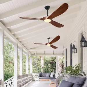 52 Inch Modern LED Ceiling Fan with Light and Remote Control Wood Blade AC Motor Industrial Style Ceiling Lamp for Living Room