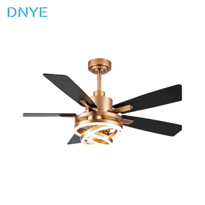52 Inch Modern LED Crossover Wrought Iron Straight Fan Light Living Room Remote Control 6-Speed Ceiling Fan Electric