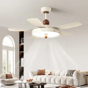 52 Inch Modern Smart Bedroom Ceiling Fan LED Light for Bluetooth Speaker 6 Speed Remote Control BLDC Motor ABS Iron Body