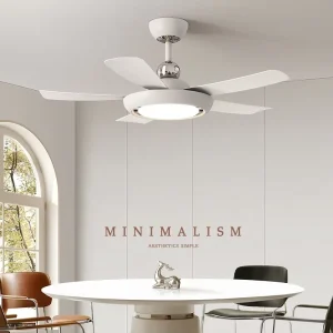52 Inch Smart LED Ceiling Fan with 5 Blades and Remote Control for Living Room Low Profile and Stylish Lamp