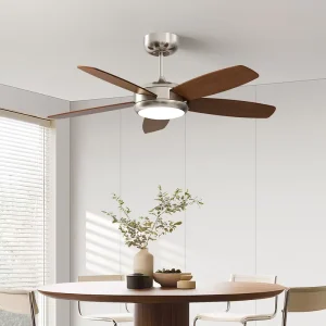52 Inch Smart Modern DC Motor LED Low Profile Ceiling Fan Lamp with Lights Remote Control for Living Room