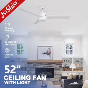 52 Inch White Modern Dc Motor Low Noise Remote Control White LED Modern Ceiling Fan with Light