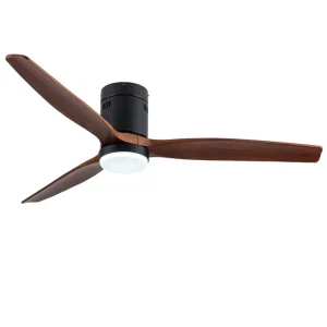 52 Inch Wood 3 Blades Modern Simple Home Decorative DC Motor Led Ceiling Fan With Light Remote Control