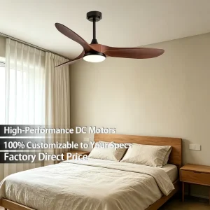 52 Inch Wood Grain DC Electric Ceiling Fan with Remote Control Modern Quiet Industrial Fan for Hotel Household Use