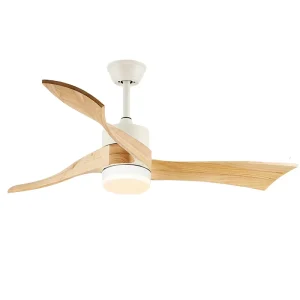 52 Inch Wooden Baldes Ceiling Fan with LED Light for Living Room Bedroom
