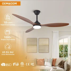 52 Inches Ventilador De Techo 3 ABS Blades Remote Control Tuya Smart 18W LED Ceiling Fan With Light for Household