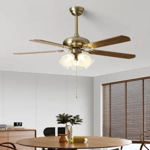 52″ Modern Classic LED Ceiling Fan 6 Speeds 5 Blades AC Motor Remote Control Dimmable 3000K 6400K Decorative Kitchen Island Bulb