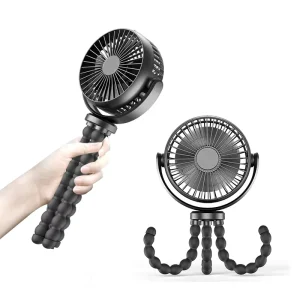 5200mAh Rechargeable Battery Powered 360 Rotatable Clip Stroller Fan With Flexible Tripod for Stroller Car Seat Bike Camping