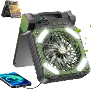 5200mah Outdoor Camping Solar Fan with Foldable Desk Phone Charger Floor Lamp Power Bank Four Speed Solar Charging for Camping