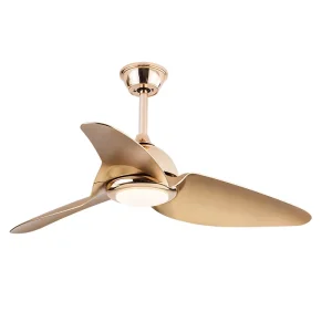52Inch Gold Modern Ceiling Fan 22W Dimmable LED with Remote Control 220V Silent Motor Reversible Blades with Light