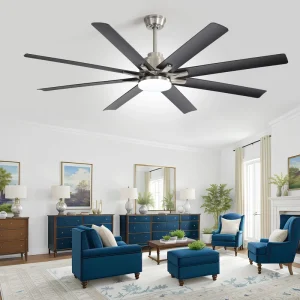 56 Inch Smart Reversible Ceiling Fan LED Light Low Noise Dimmable App Controlled Remote Controlled Five DC Power Home Hotel