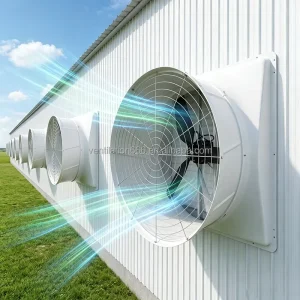 57″ Industrial Wall Mounted Axial Fan with 62000m h Airflow & 25pa Static Pressure for Livestock & Dairy Barns