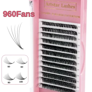 5D 6D 8D 10D 960Fans Per Box Premade Handmade Mink False Eyelashes Volume Easy to Pick