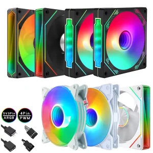 5V 3-Pin ARGB 120mm Prism PC Case Fan 1600RPM PWM Control 48CFM High Static Pressure RGB Fan for Computer Cooling
