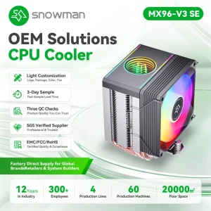 5V ARGB PWM 4Pin 92mm ITX Cooler 180W TDP Silent Fan for B2B Importer with Drawing Based Customization ODM Ready Bulk Program