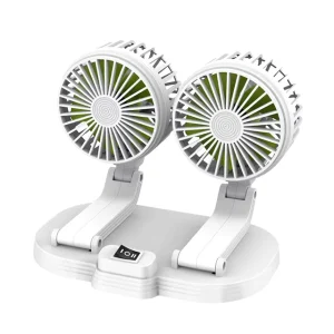 5V Car Dual Head Fan 2 Speeds 5 Blades Low Noise 360 Rotatable USB Auto Air Ventilation Cooling Summer Accessories Black White