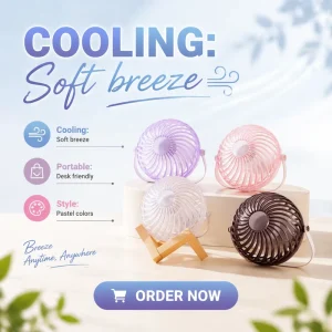 5v Standing Mini Usb Table Fan for Transparent Rechargeable Chargeable Desk Cute Small Hanging USB Table Fan