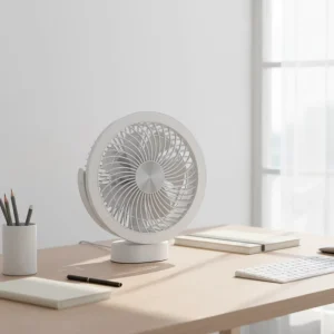 6 Inch Bladeless Table Fan Battery Powered Rechargeable with Light Mechanical Control Eco Friendly & Portable for Car Use