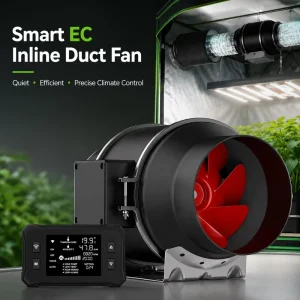6 Inch EC Inline Duct Fan with Smart Controller Low Noise Mixed Flow Fan for Grow Tent HVAC Hydroponic Ventilation