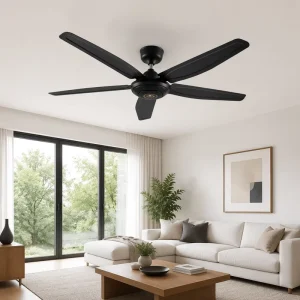 60 Inch 5-Blade Steel Ceiling Fan Remote Control High AC Motor Electric Household Hotel Use 24000m/h Airflow 60dB Low Noise