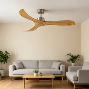 60 Inch Mid Century Modern Wooden Ceiling Fan 3 Blade Tuya Smart Remote Control No Light Custom Color Multiple Size Options