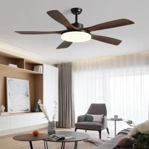 60 Inch Modern Home & Restaurant Living Room Ceiling Fan with Integrated LED Light 5 Blades Remote Control Iron Chandelier Style