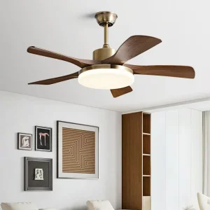 60 Inch Modern Style LED Ceiling Fan Light DC Motor Remote Control 5 Blades Metal Copper ABS Acrylic