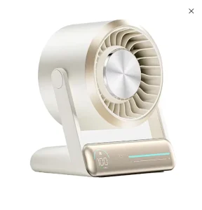 6000mAh LED Display Desktop Fan 100 Speeds Black White Negative Ion Wall Mounted for Office Home Car and Camping