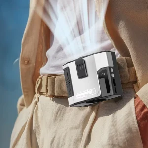 6000mAh Rechargeable 3 in 1 Waist Clip Mini Fan Portable Neck Fan with LED Flashlight & Emergency Power Bank