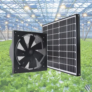 60W Solar Attic Fan for Gable Vent, Solar Powered Exhaust Fan with Thermostat, Wall Mounted DC 24V Ventilation Fan