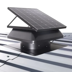60W Solar Panel Powered Attic Fan Galvanized Steel Commercial Farming Greenhouse Fan 14” DC Motor Heat Extractor