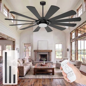62 in Modern Ceiling Fan with Light Black Finish Reversible Dual-Color Blades (Black/Deep Walnut) Quiet DC Motor